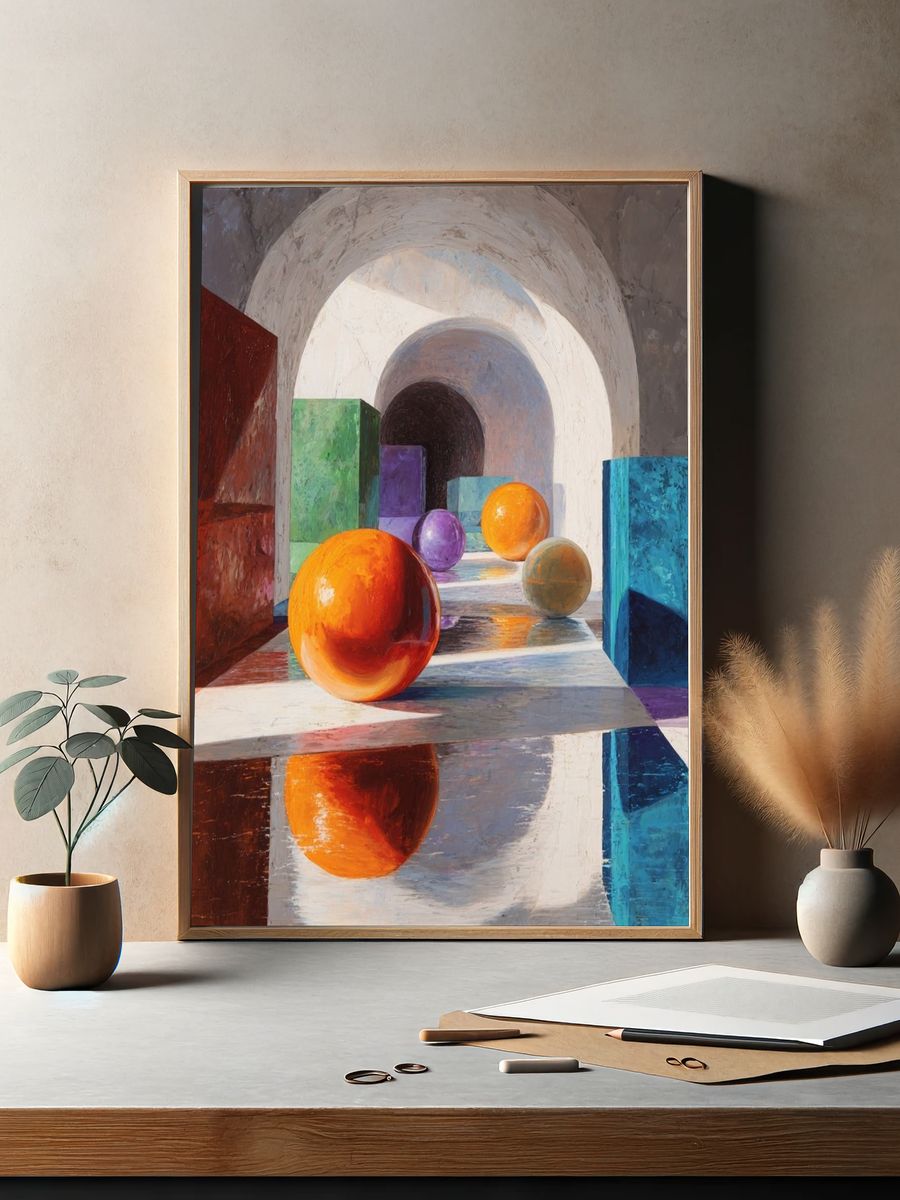 Geometric Spheres Abstract Print. — room view 2