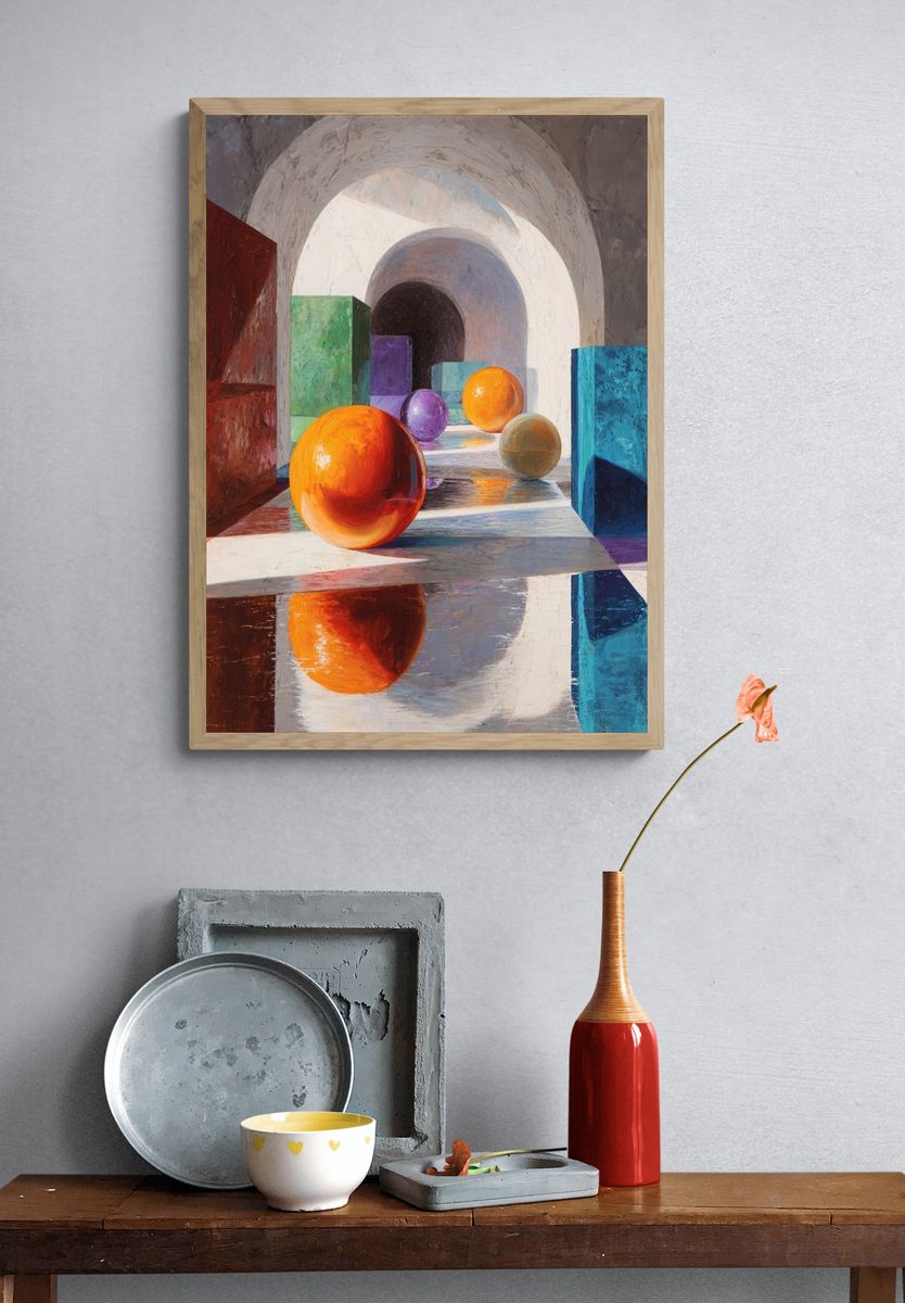 Geometric Spheres Abstract Print. — room view 3