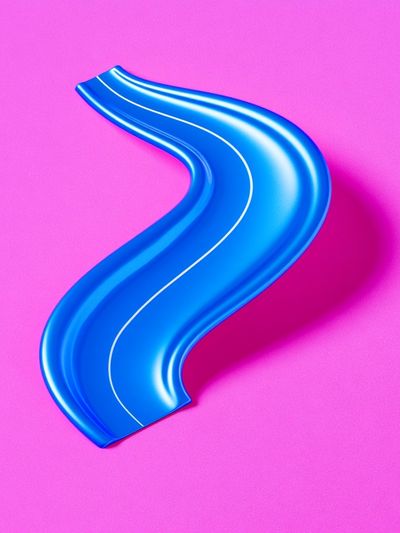 Neon Blue Ribbon Abstract Poster. poster