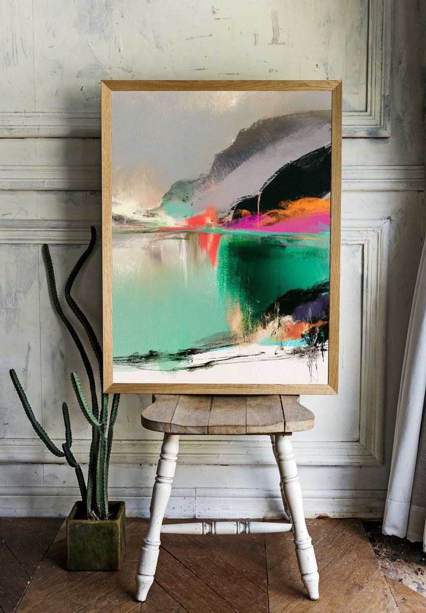 Neon Horizon Abstract Poster. room preview