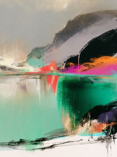 Neon Horizon Abstract Poster. poster