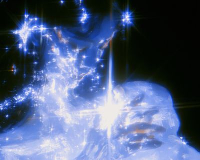 Blue Crystal Glow Abstract Print. poster