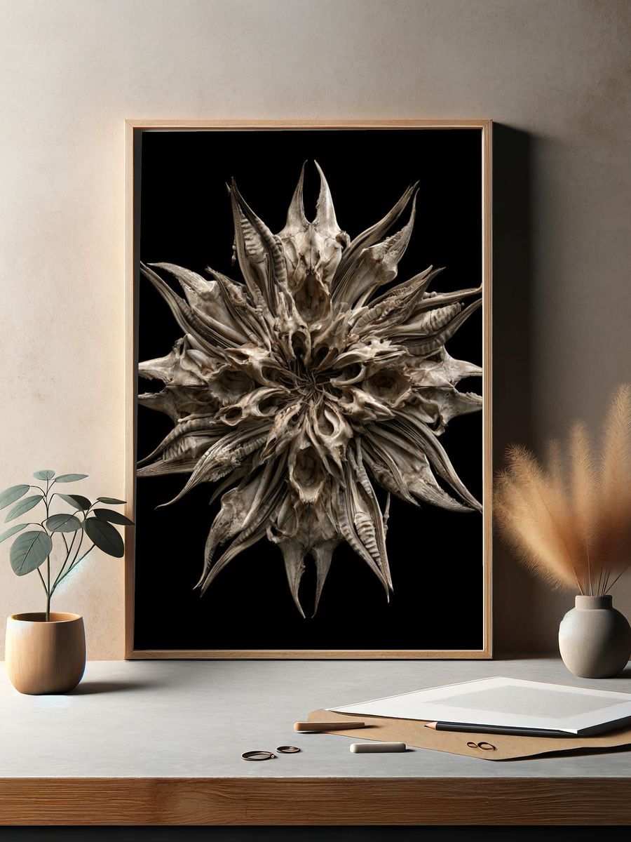 Bone Starburst Abstract Print. — room view 2