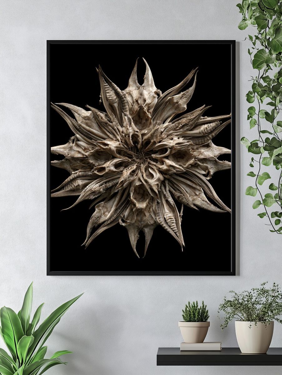 Bone Starburst Abstract Print. — room view 4