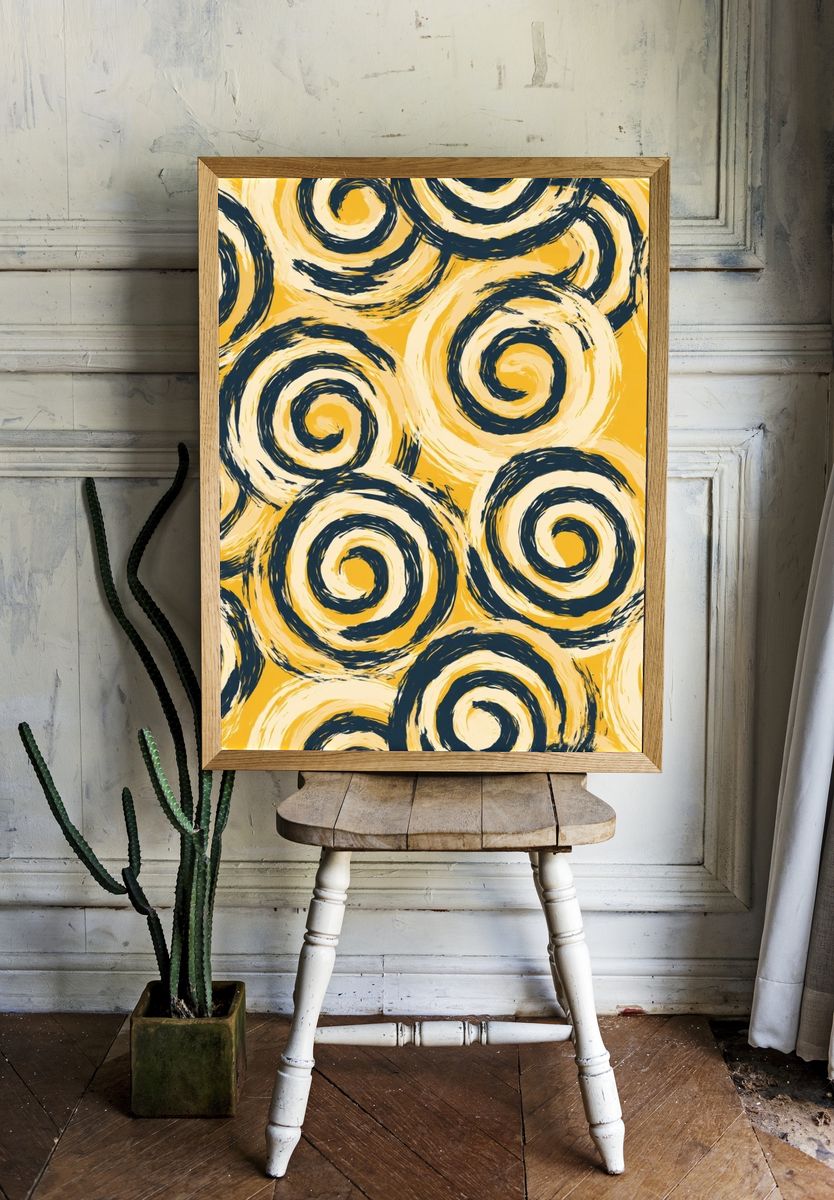 Golden Spiral Abstract Print. room preview
