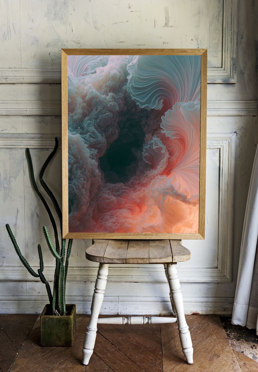 Ethereal Cloud Swirl Abstract Poster. — room view 1