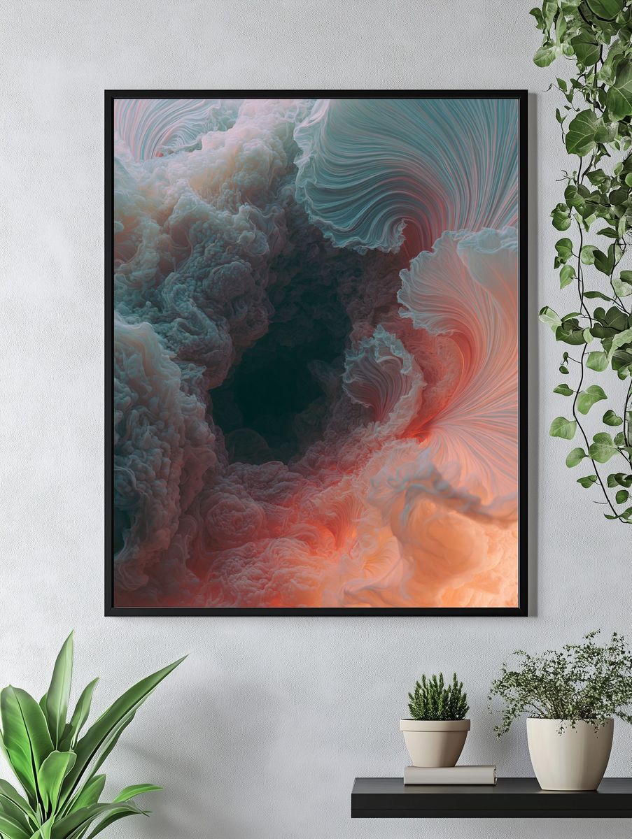 Ethereal Cloud Swirl Abstract Poster. — room view 4