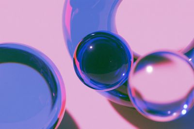 Neon Glass Orbs Abstract Poster. poster