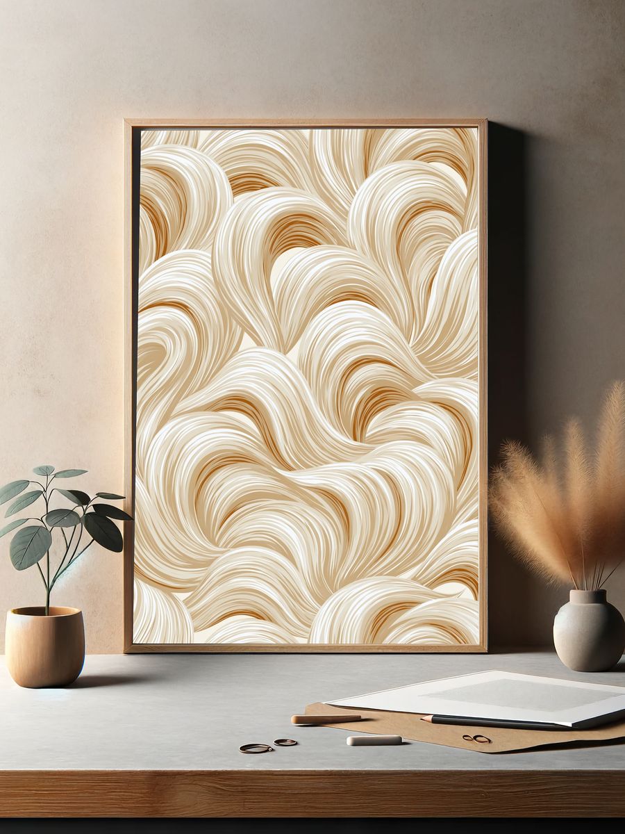 Cream Swirl Abstract Poster. — room view 2