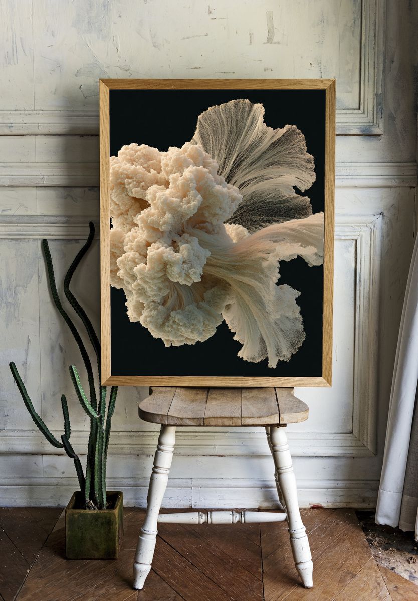 Cream Coral Abstract Poster. room preview