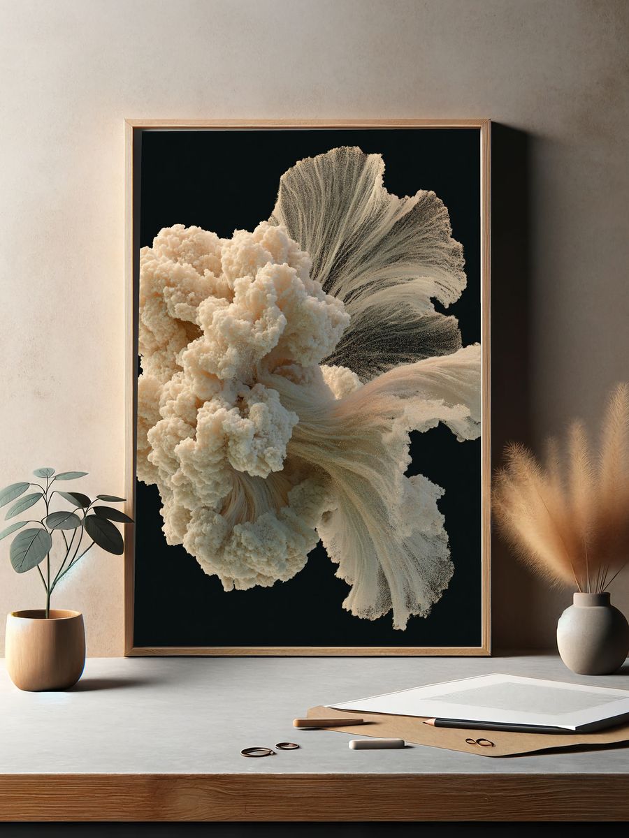Cream Coral Abstract Poster. — room view 2