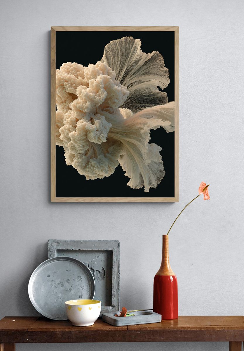Cream Coral Abstract Poster. — room view 3