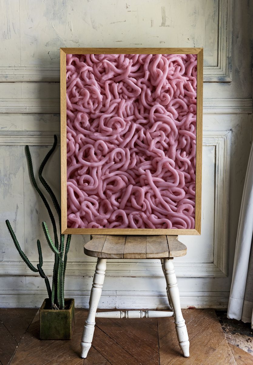 Pink Tangle Abstract Poster. — room view 1