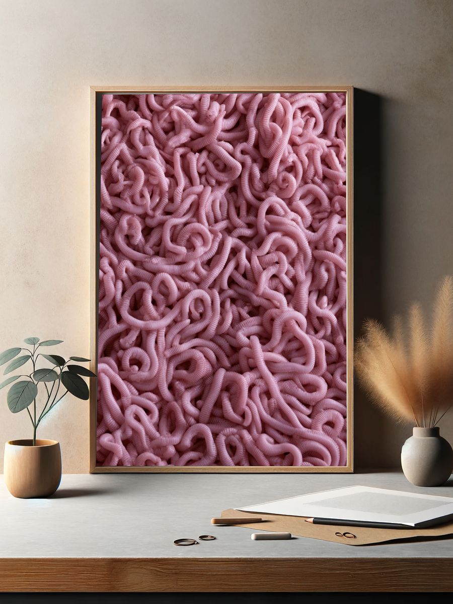 Pink Tangle Abstract Poster. — room view 2