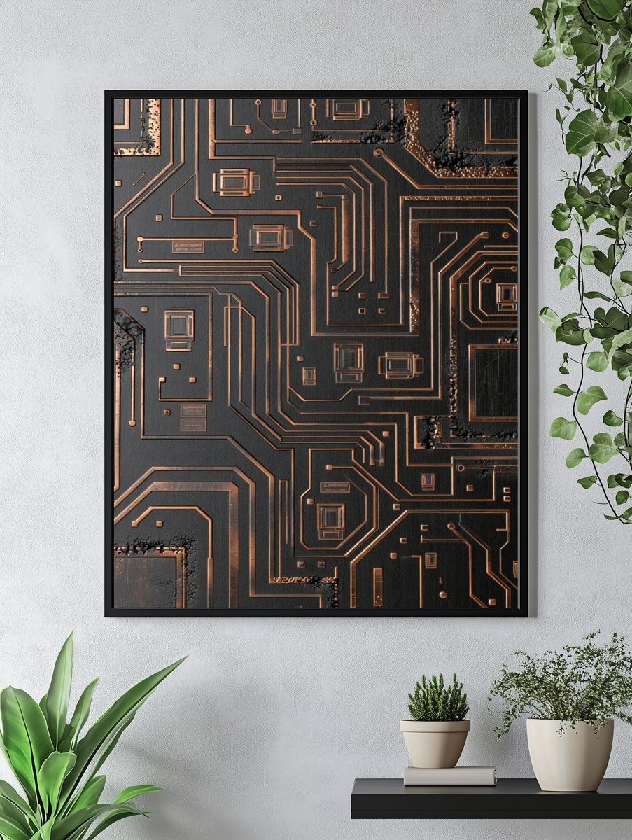 Copper Circuit Board Abstract Poster. — room view 4