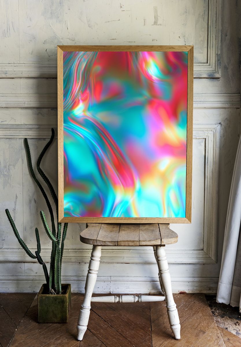 Neon Prism Flow Abstract Poster. room preview