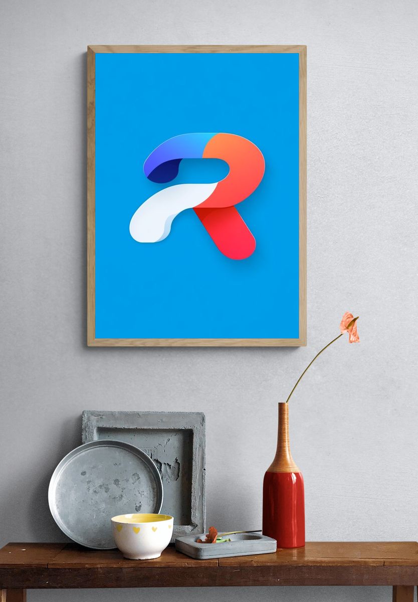 Colorful Ribbon R Poster. — room view 3