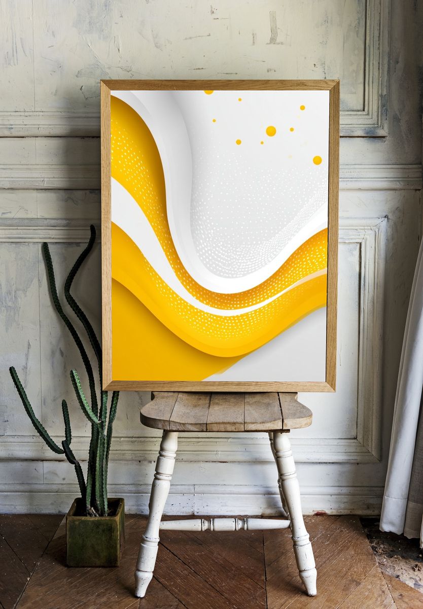 Golden Wave Abstract Poster. — room view 1