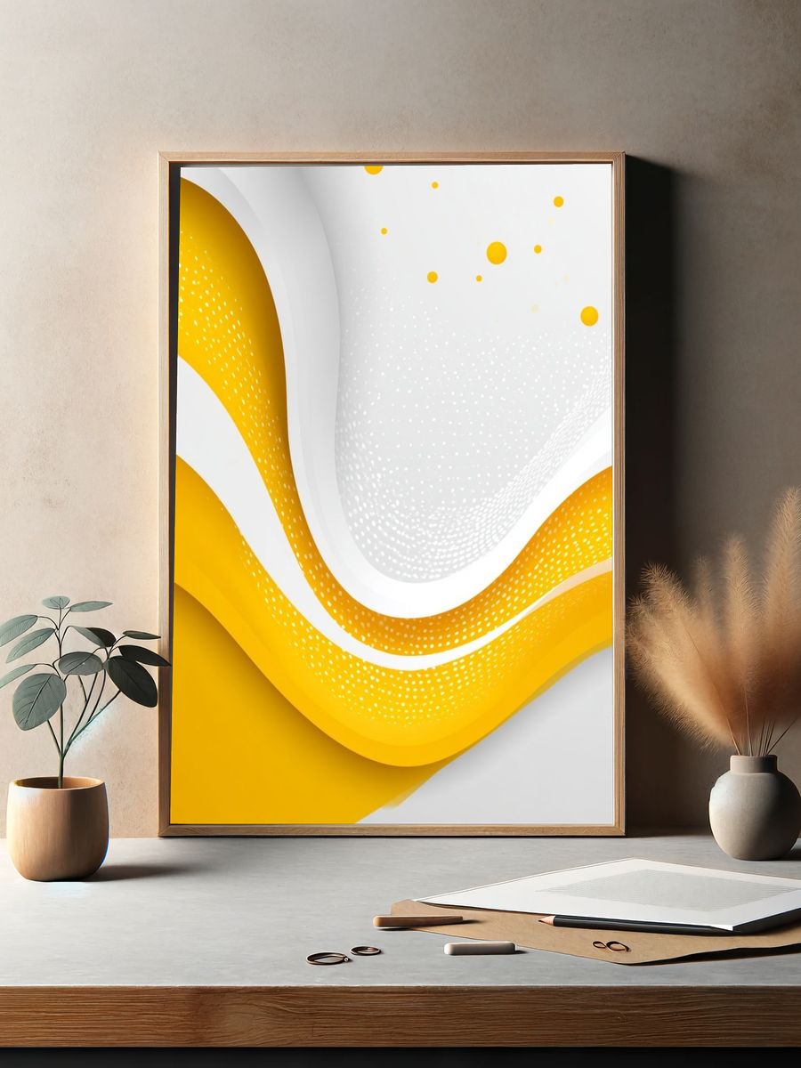 Golden Wave Abstract Poster. — room view 2