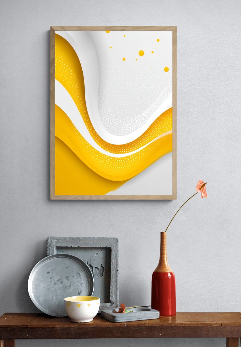Golden Wave Abstract Poster. — room view 3