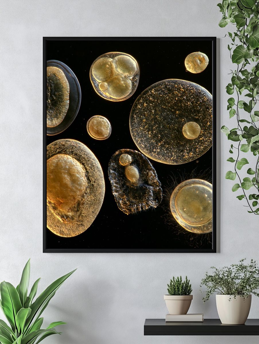 Golden Cell Forms Abstract Poster. — room view 4