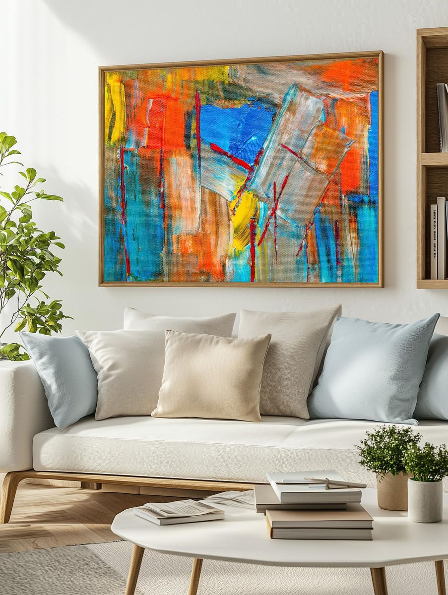Free bold abstract painting background. — room view 2