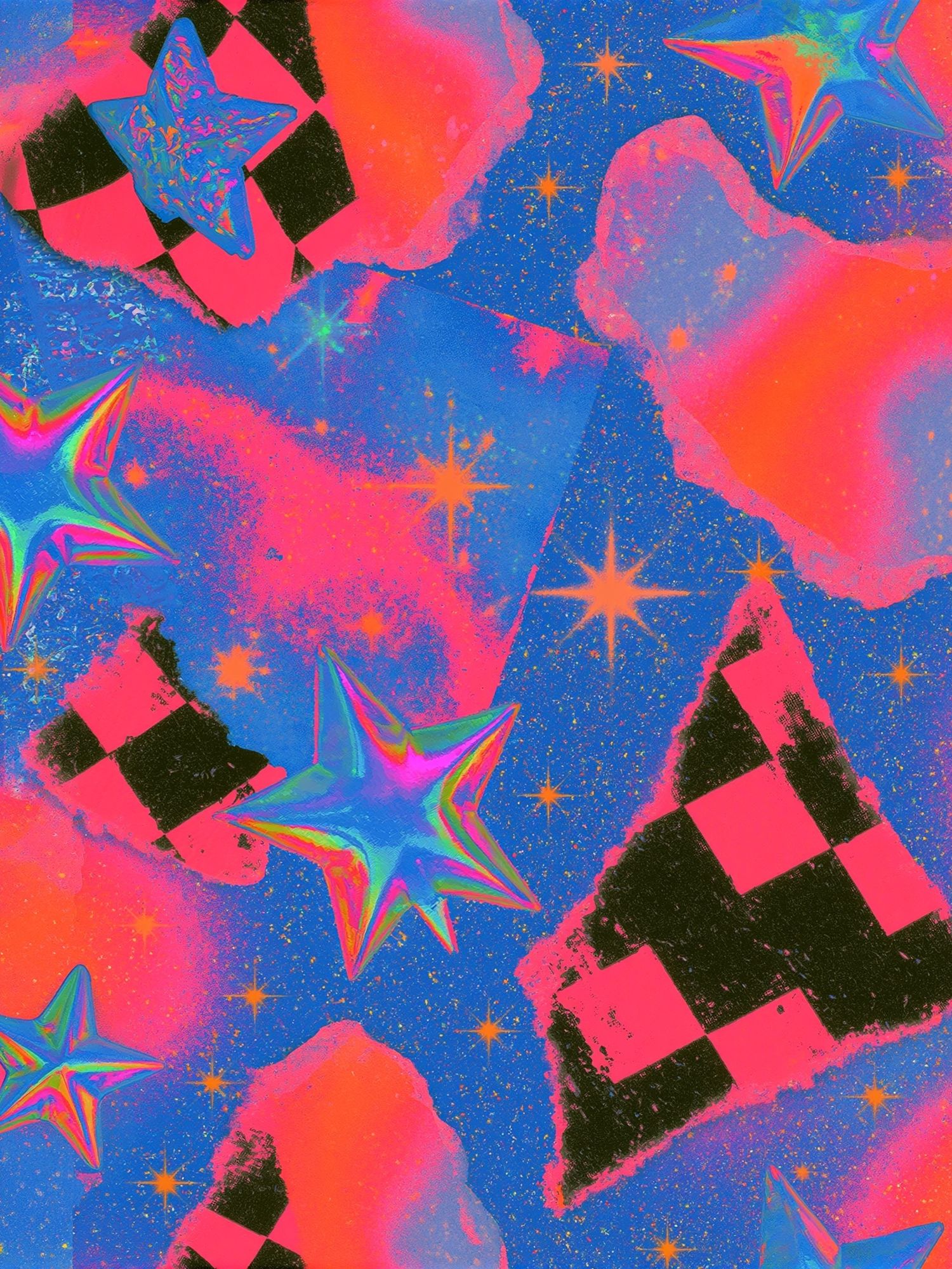 Neon Starfield Abstract Poster. poster detail