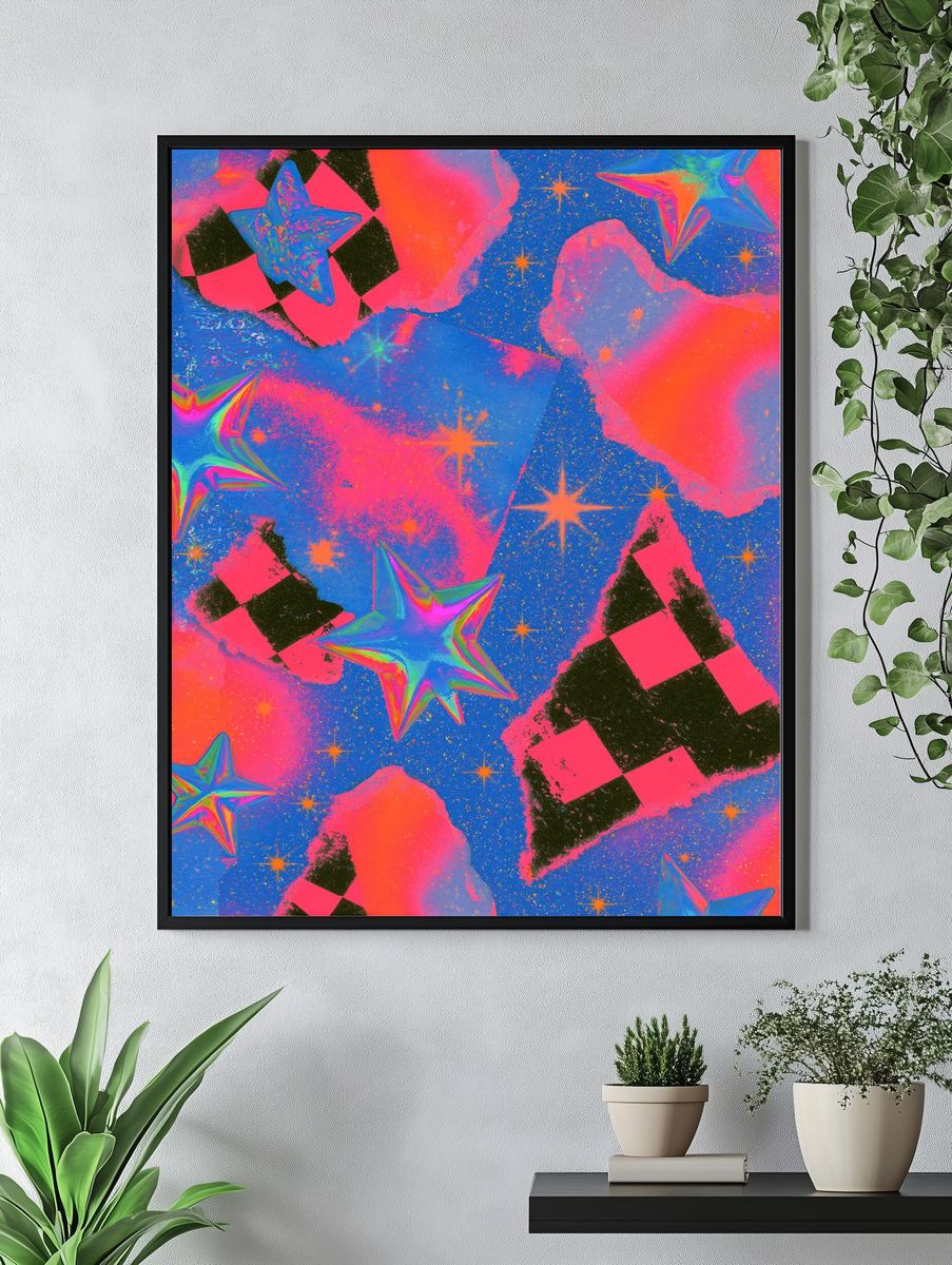 Neon Starfield Abstract Poster. — room view 4