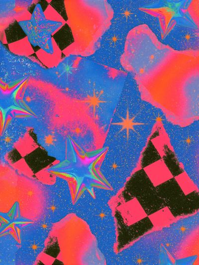 Neon Starfield Abstract Poster.