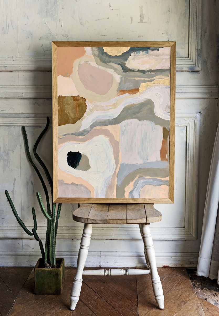 Neutral Abstract Brushstroke Poster. room preview