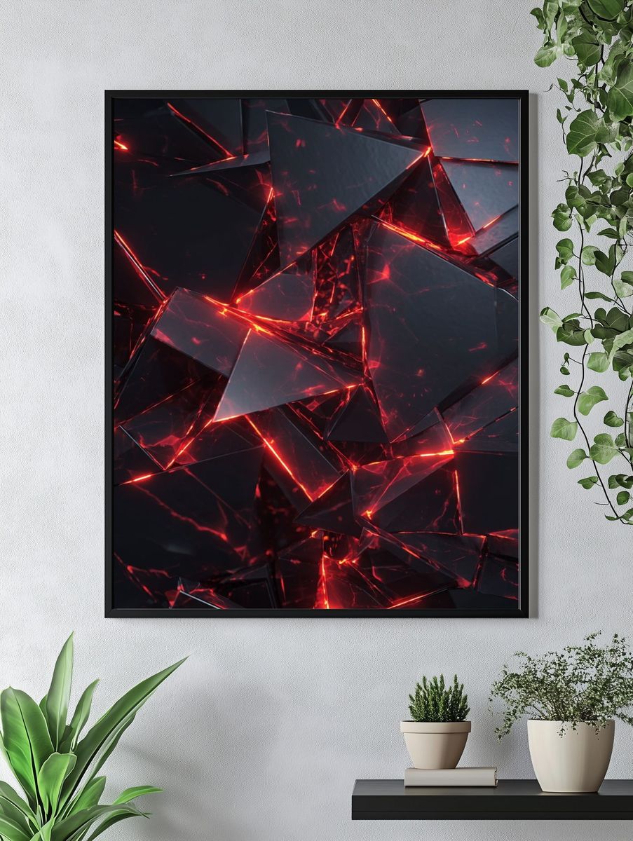 Crimson Shards Abstract Poster. — room view 4