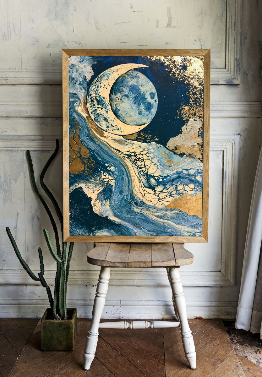 Celestial Moon Abstract Print. — room view 1