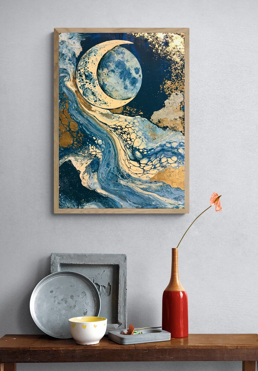 Celestial Moon Abstract Print. — room view 3