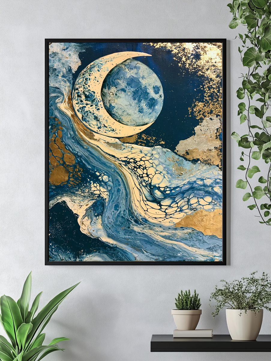 Celestial Moon Abstract Print. — room view 4