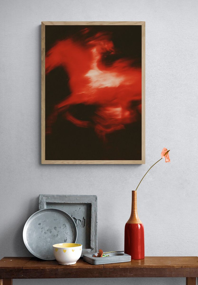 Crimson Motion Abstract Poster. — room view 3