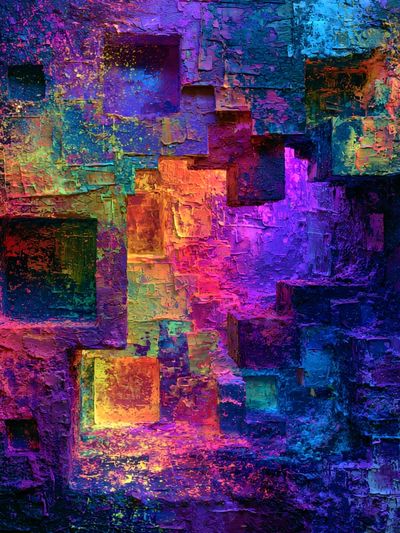 Neon Cubist Glow Poster.
