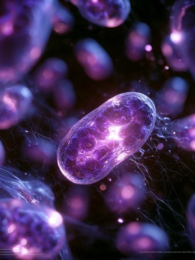 Glowing Purple Cells Abstract Print. poster
