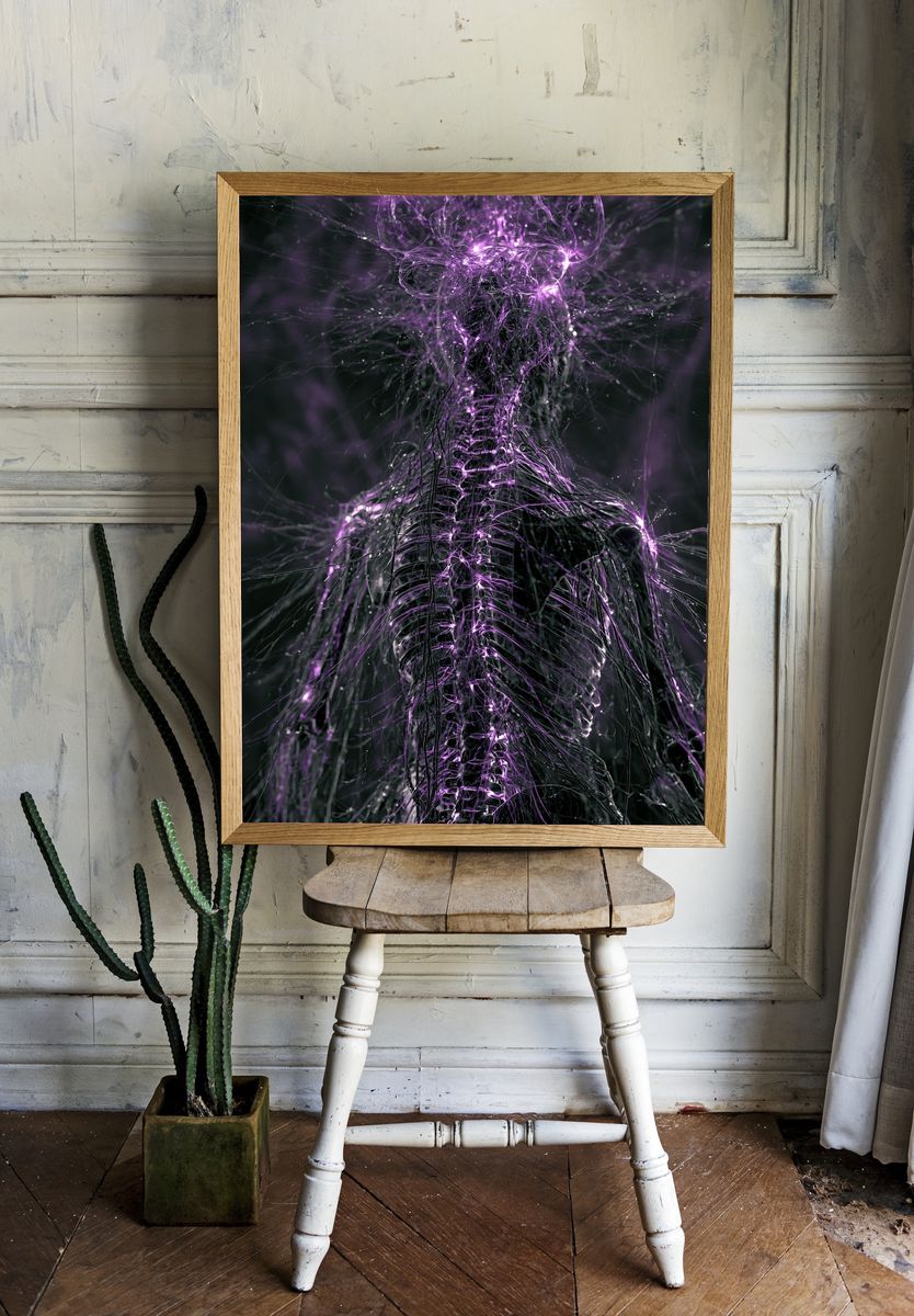 Neon Violet Energy Abstract Poster. — room view 1