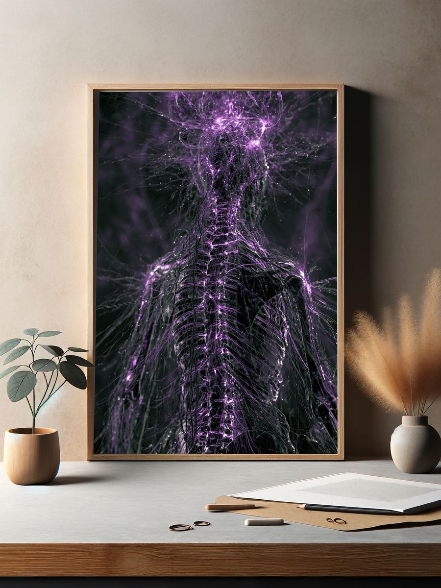 Neon Violet Energy Abstract Poster. — room view 2