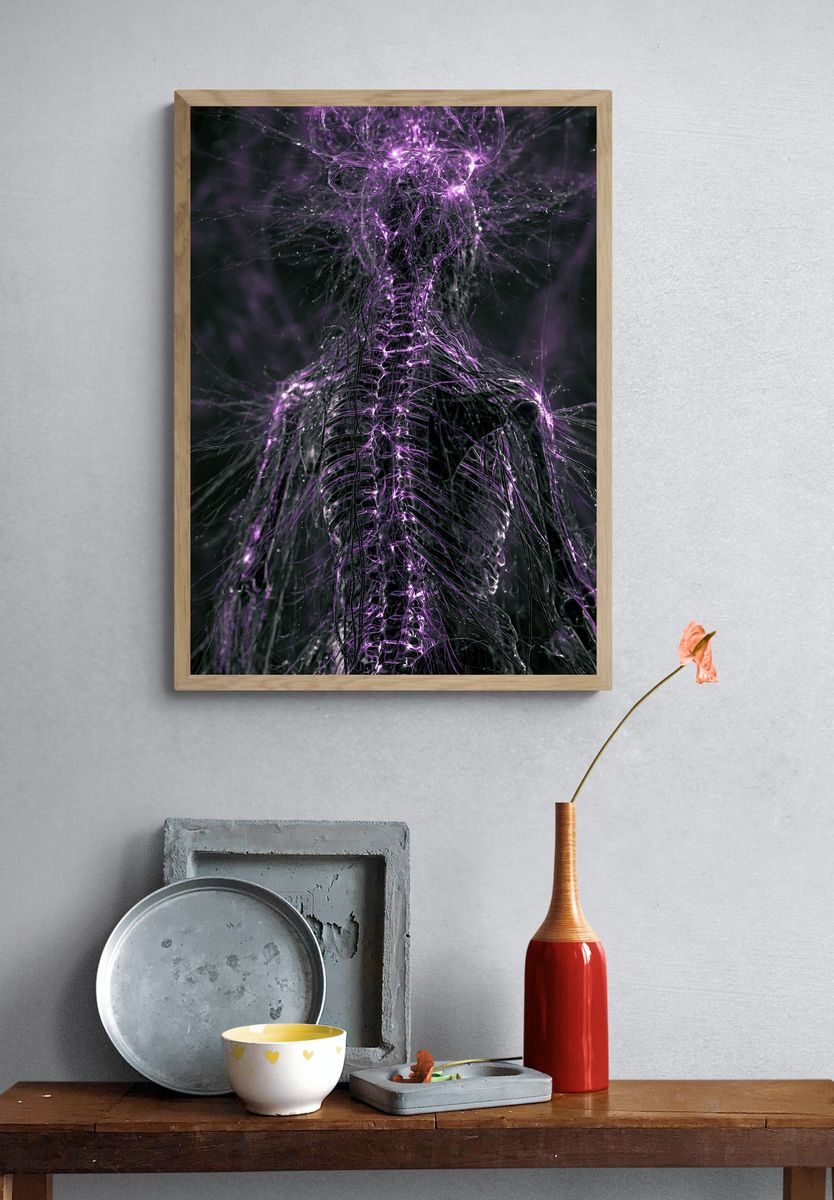 Neon Violet Energy Abstract Poster. — room view 3