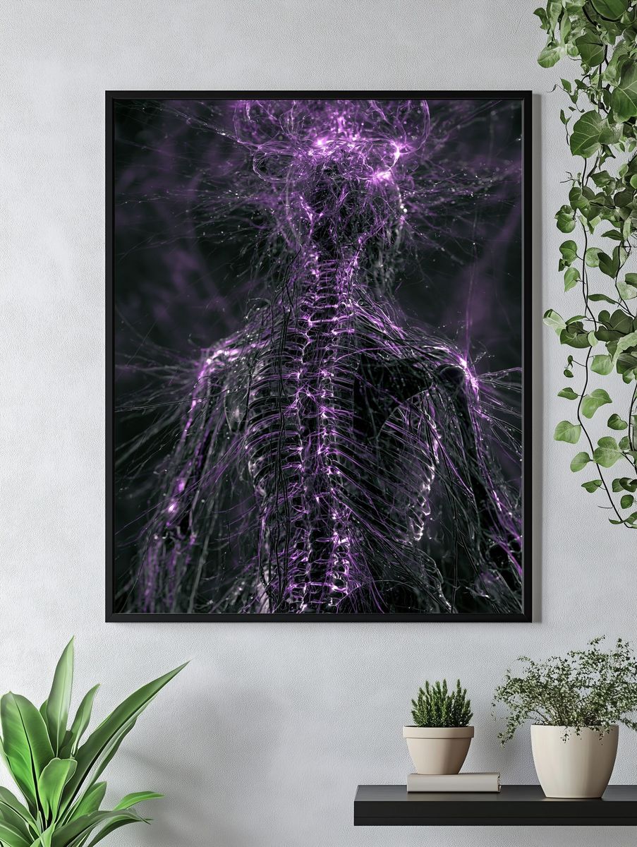Neon Violet Energy Abstract Poster. — room view 4