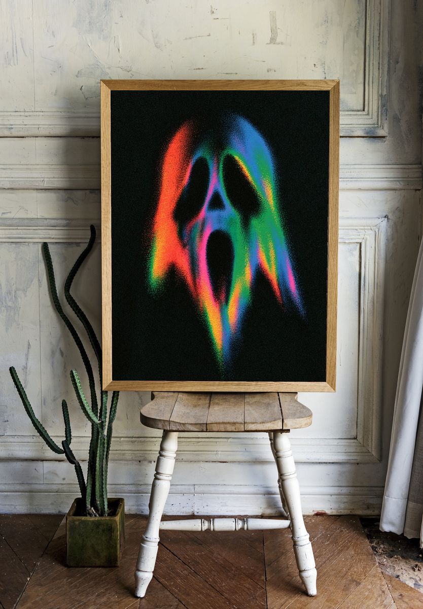 Neon Ghost Abstract Poster. room preview