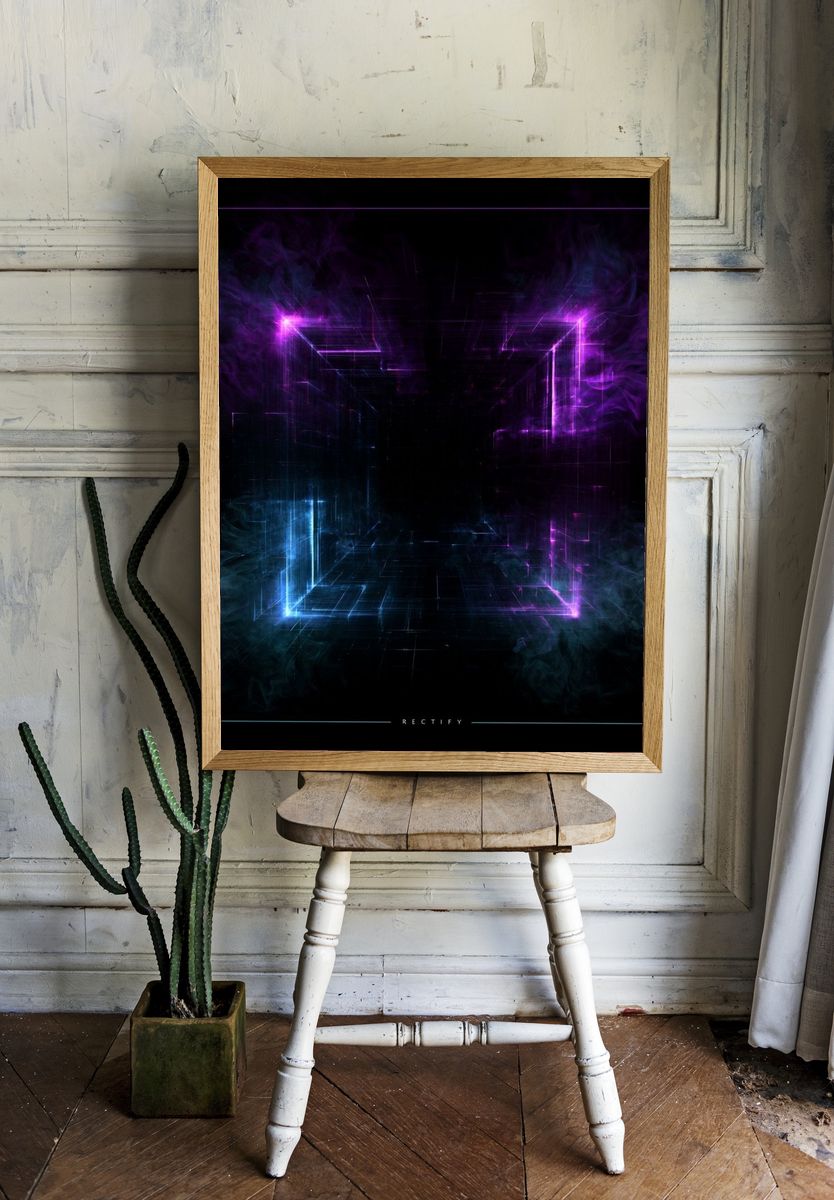 Neon Rectify Abstract Poster. — room view 1