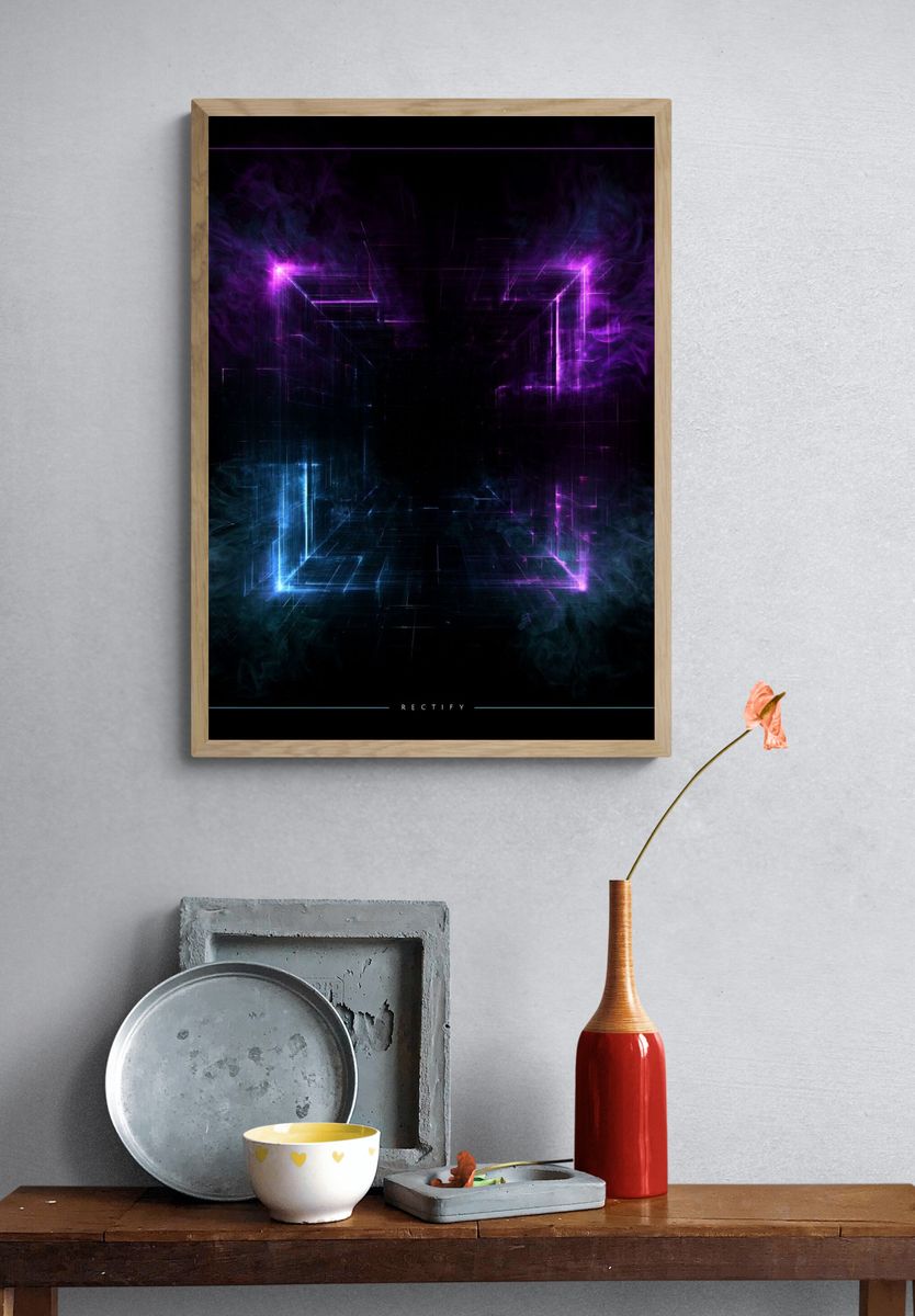 Neon Rectify Abstract Poster. — room view 3