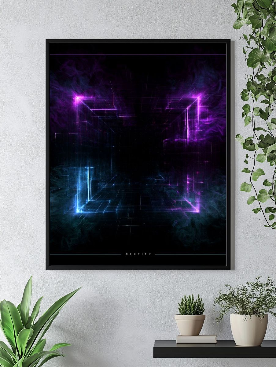 Neon Rectify Abstract Poster. — room view 4