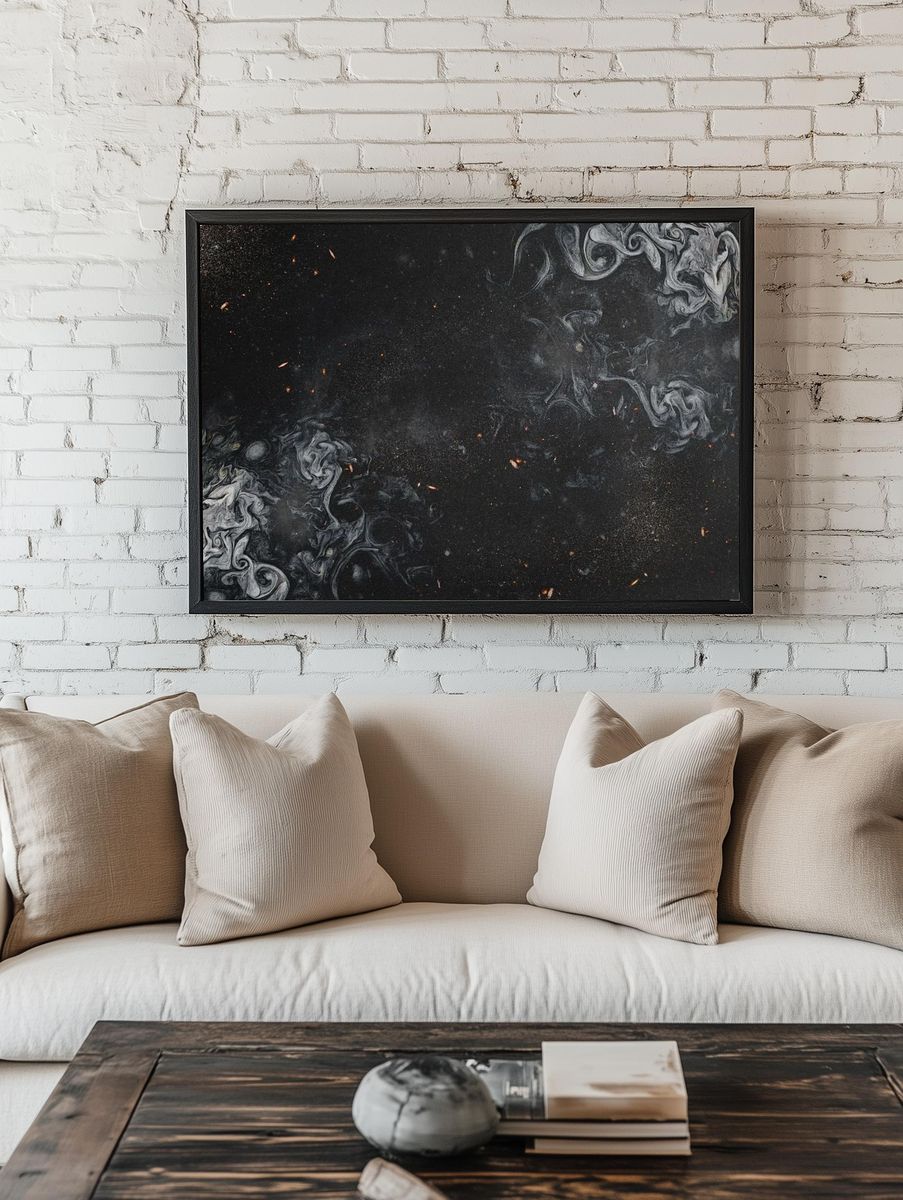 Black smoky art abstract background. — room view 1
