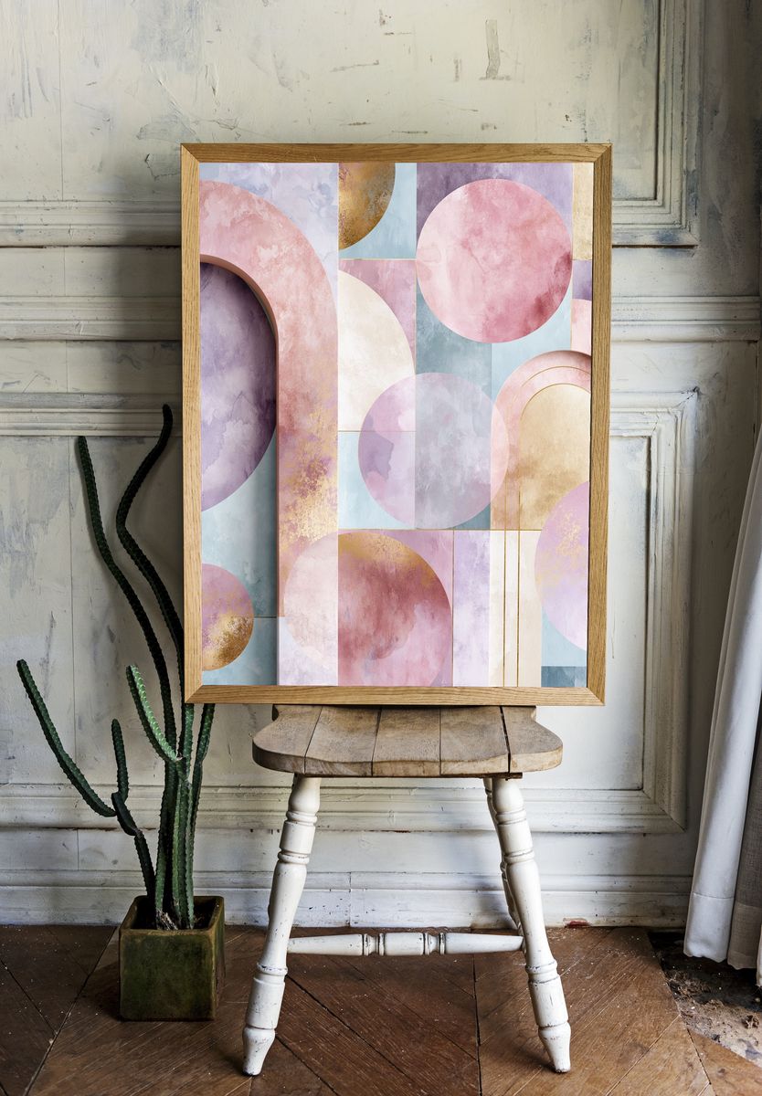 Pastel Geometric Arch Poster. room preview