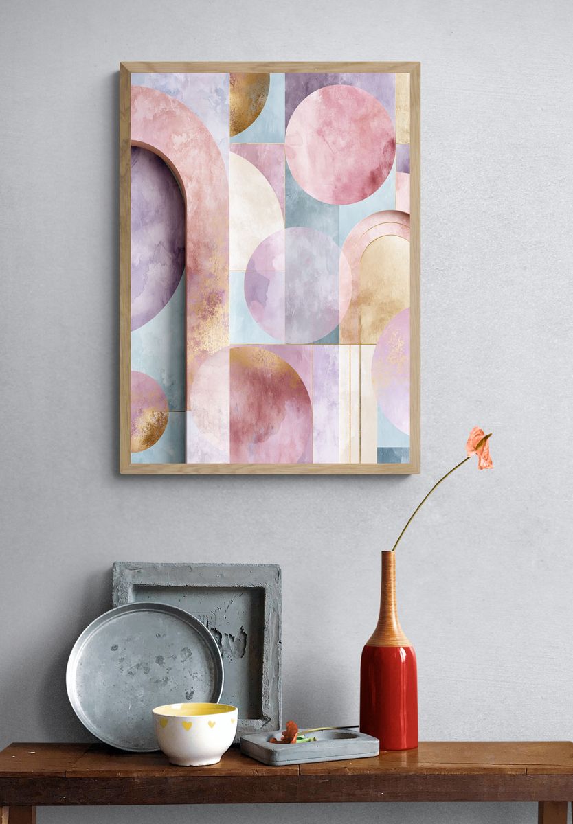 Pastel Geometric Arch Poster. — room view 3