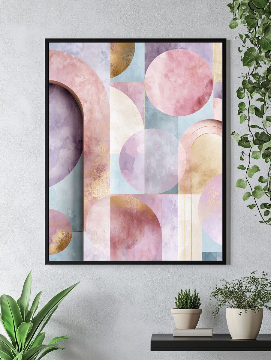 Pastel Geometric Arch Poster. — room view 4