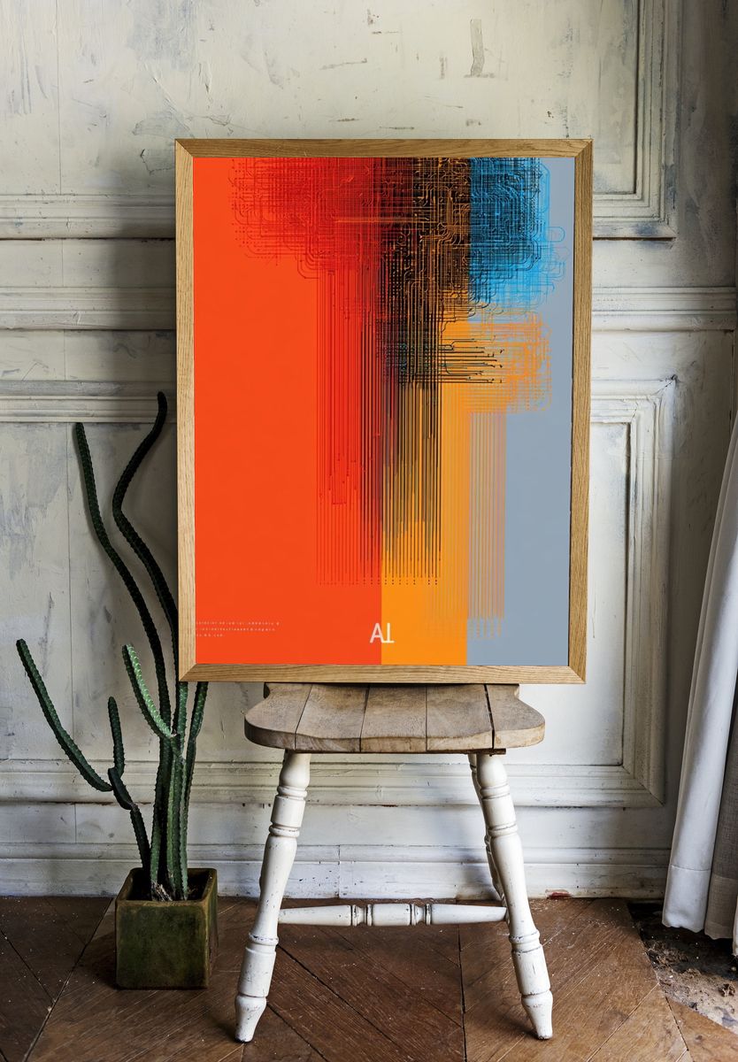 Circuit Grid Abstract Poster. room preview